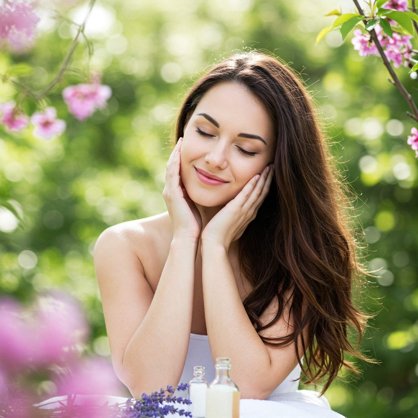 Girl enjoying self-care in nature