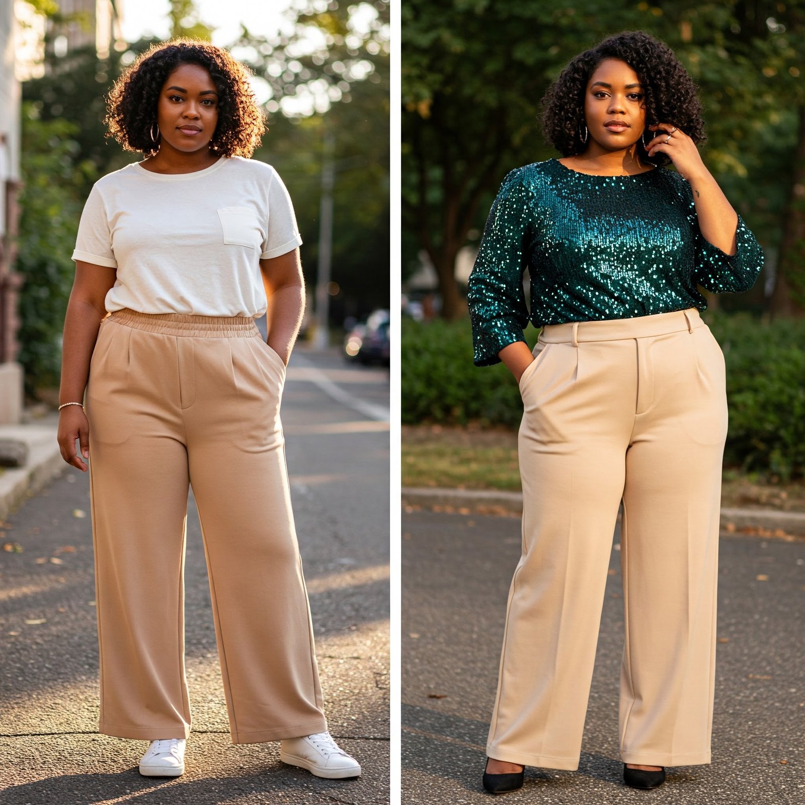 Plus-size wide-leg pants