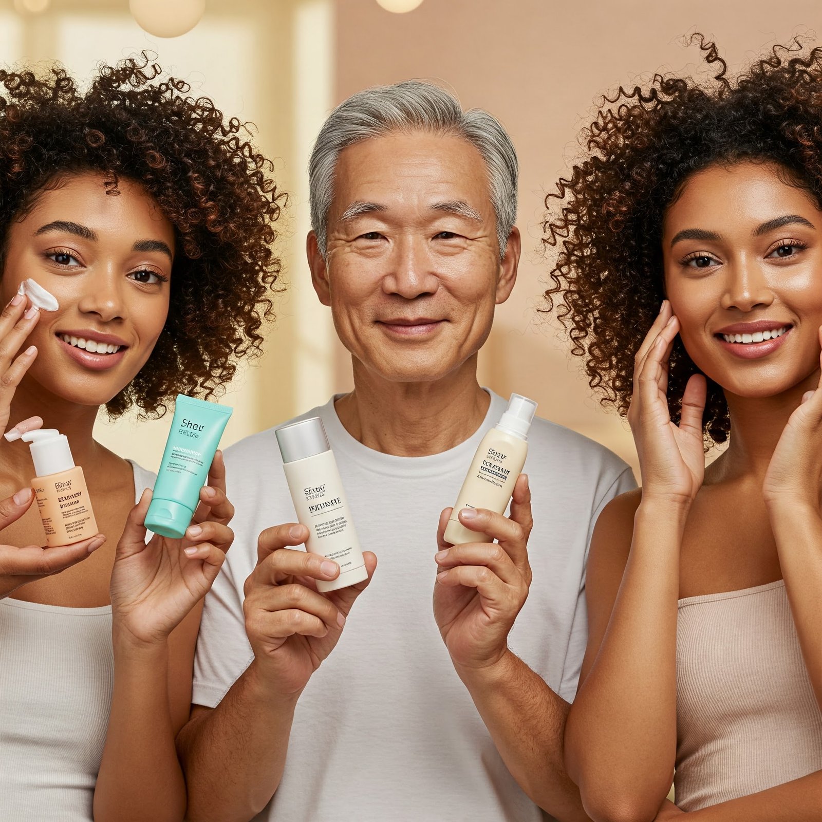 Glowing skin group with Korean skincare