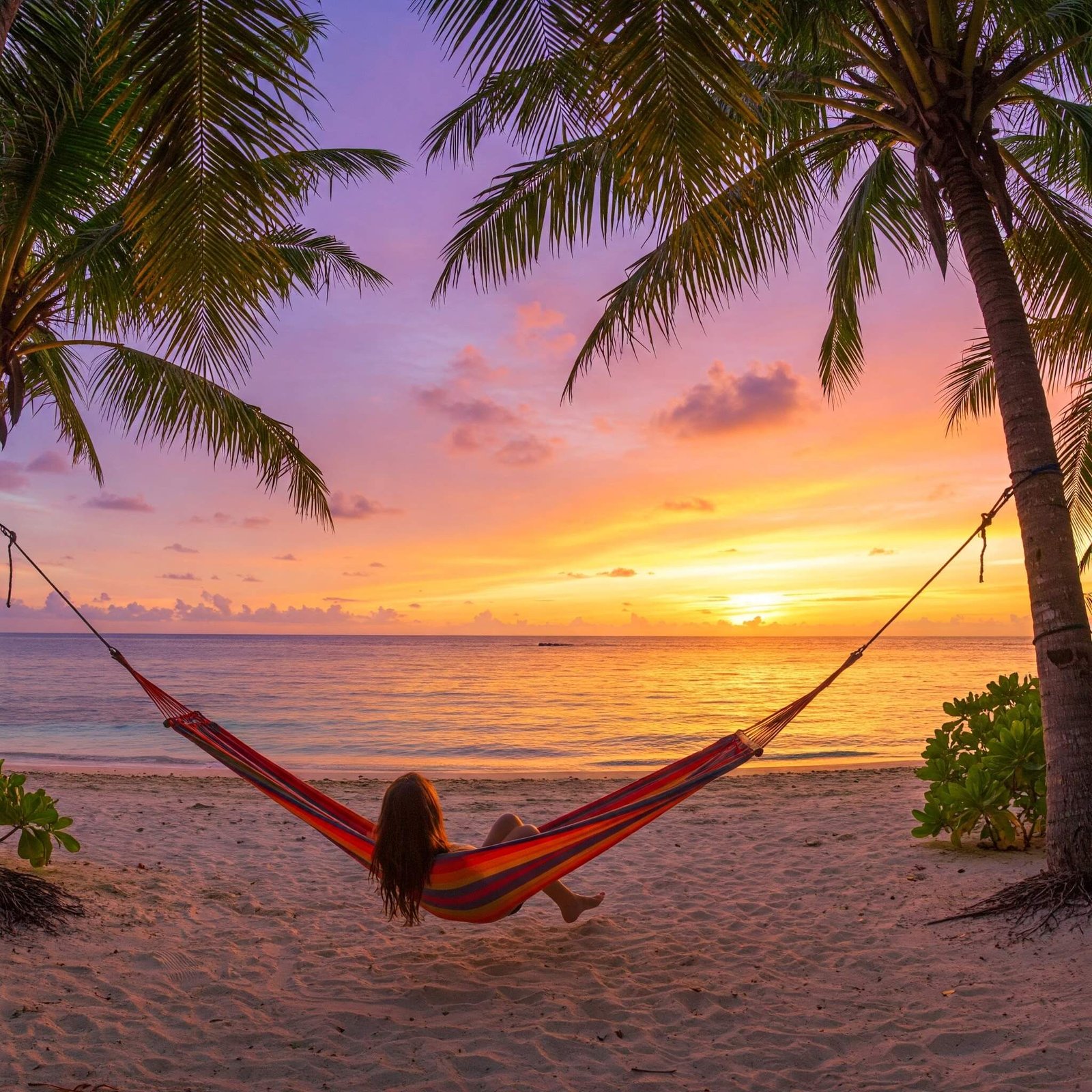 Peaceful sunset beach vacation