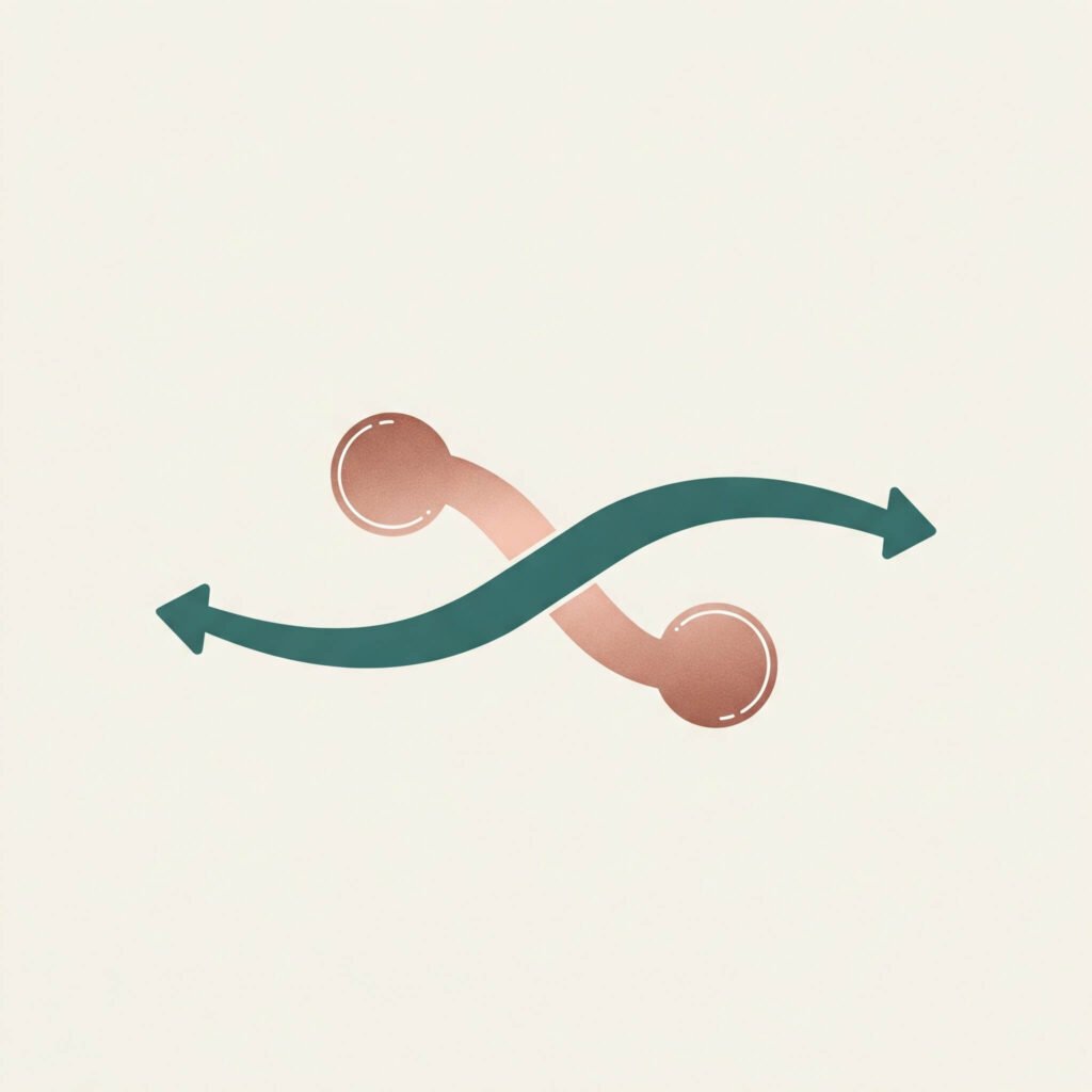 Minimalist illustration of two distinct paths