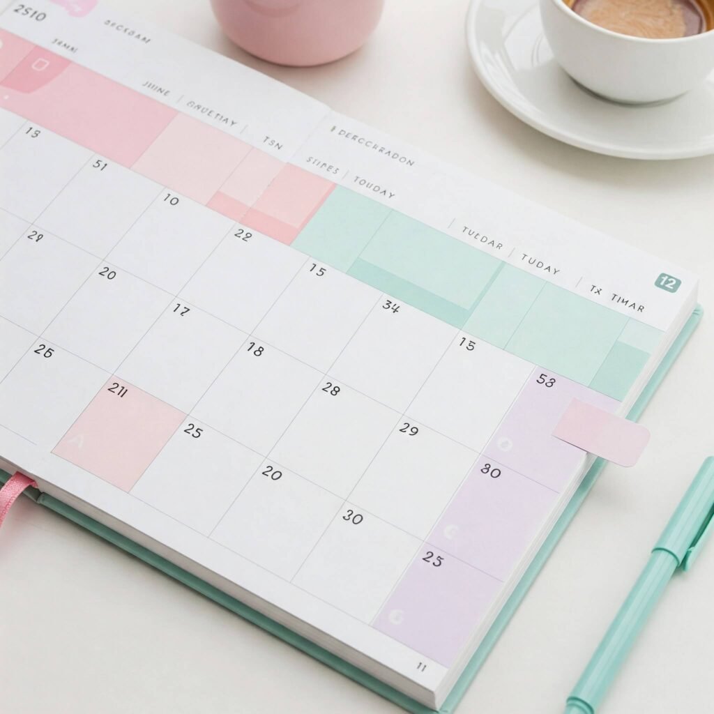Organized Planner with Colorful Time Blocks