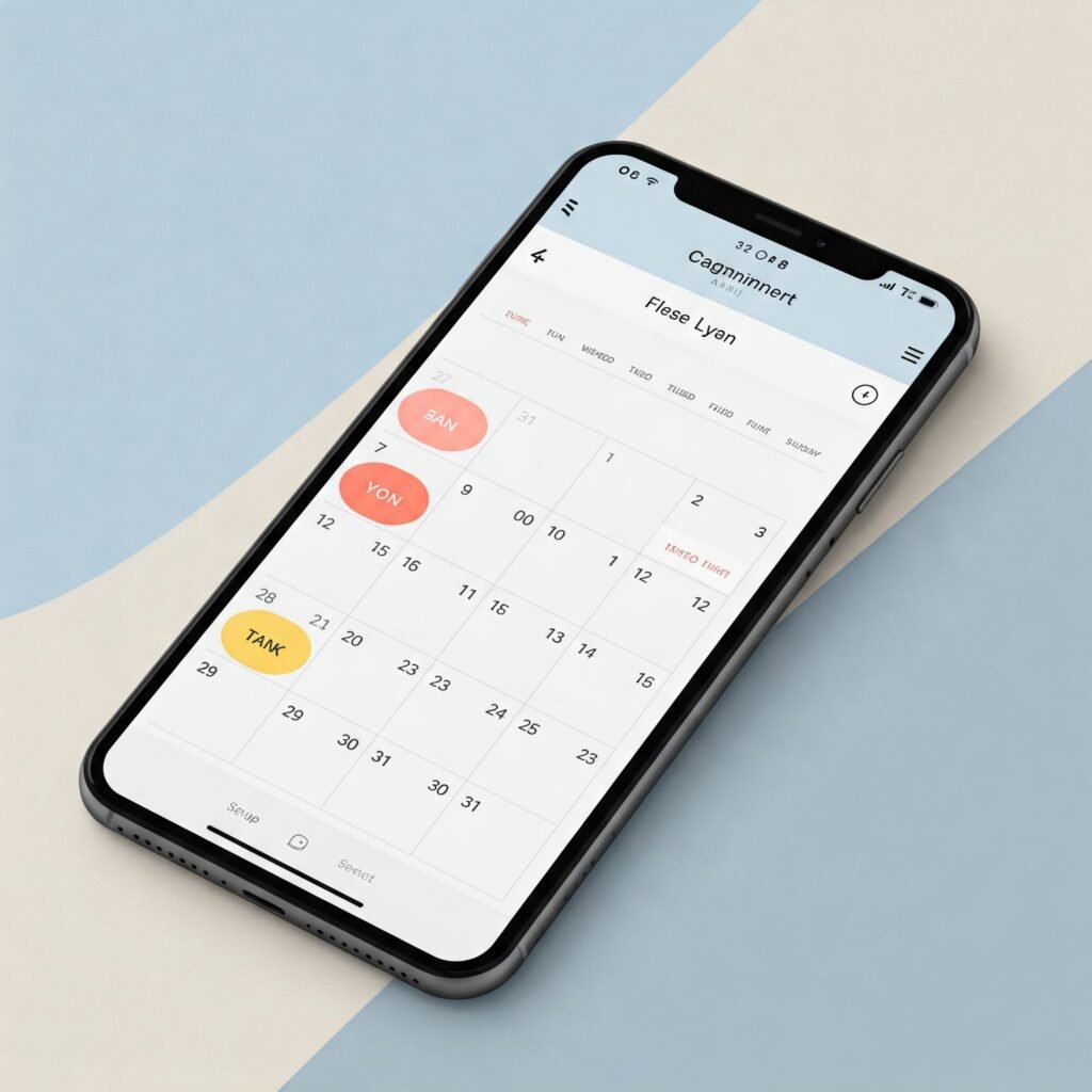 Calendar app with organized schedule