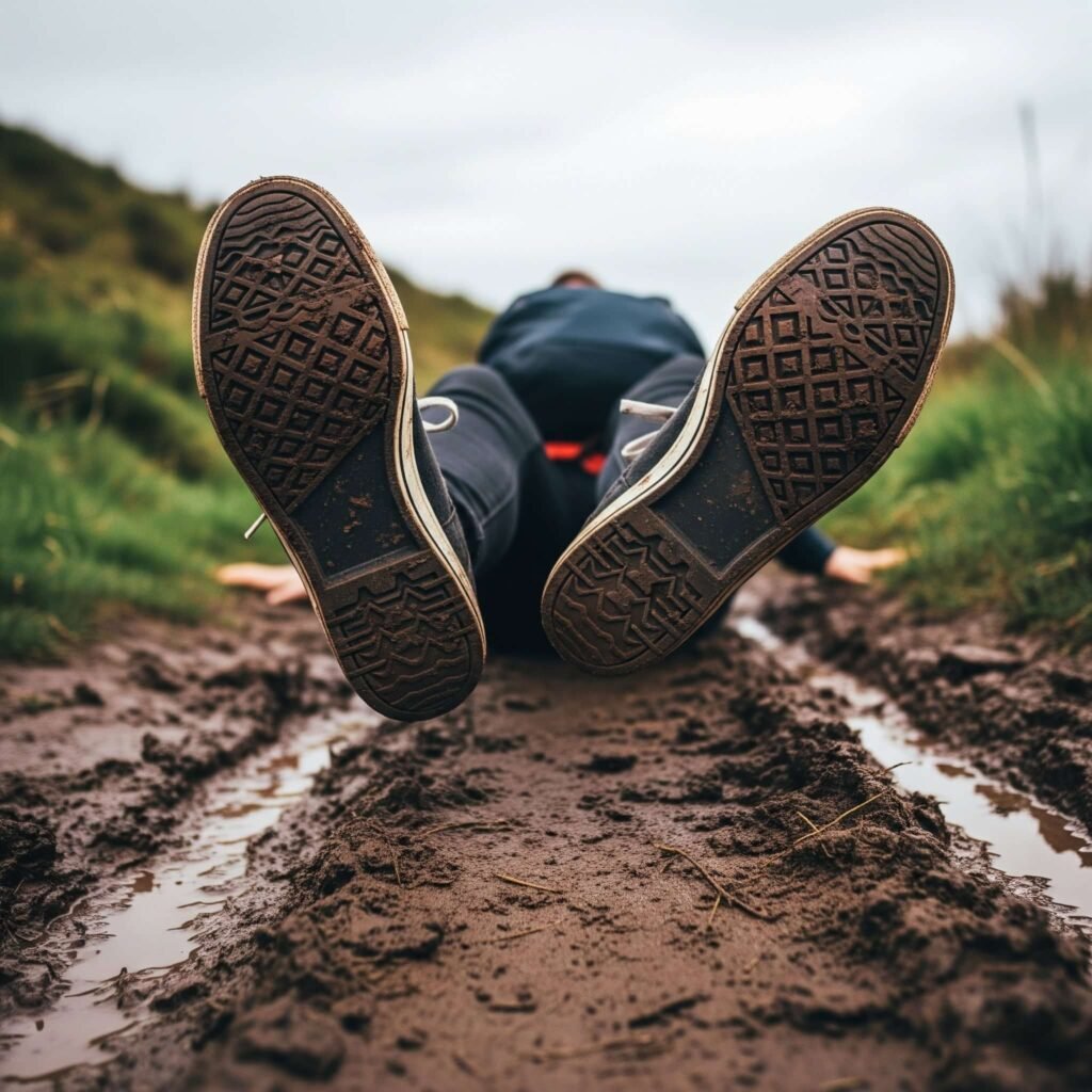 Muddy Trail Hiking Mishap