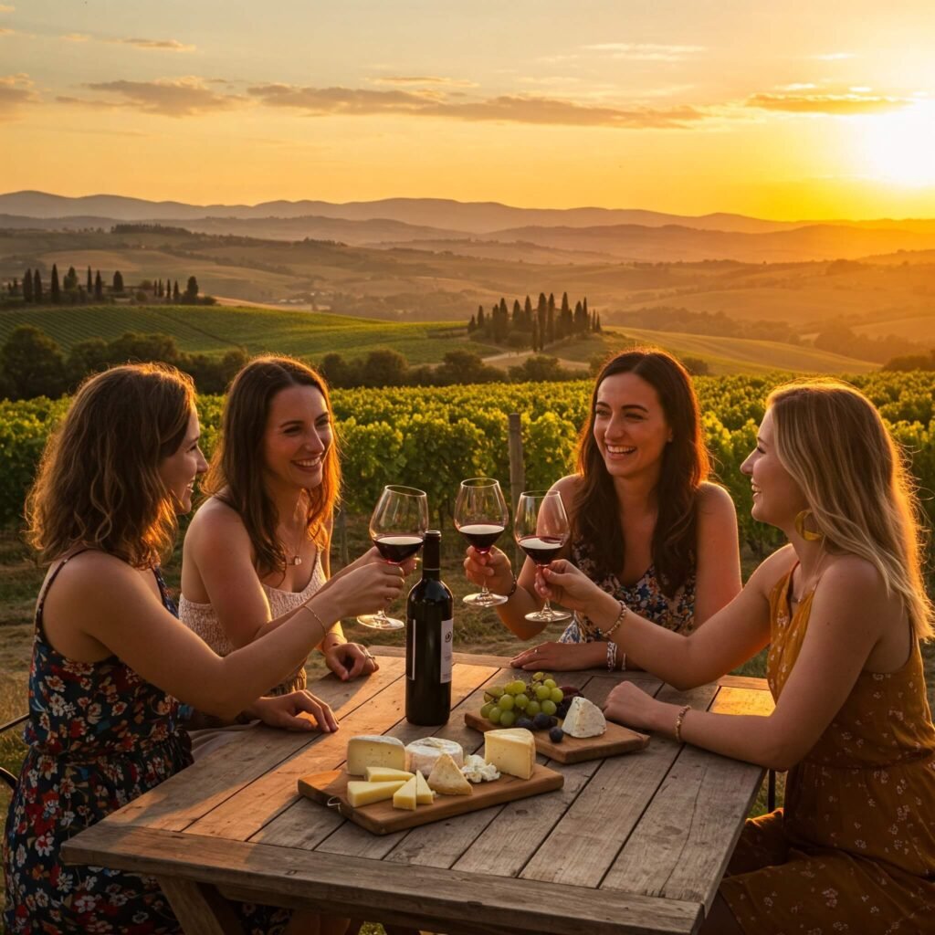 Sunset Wine in Tuscany