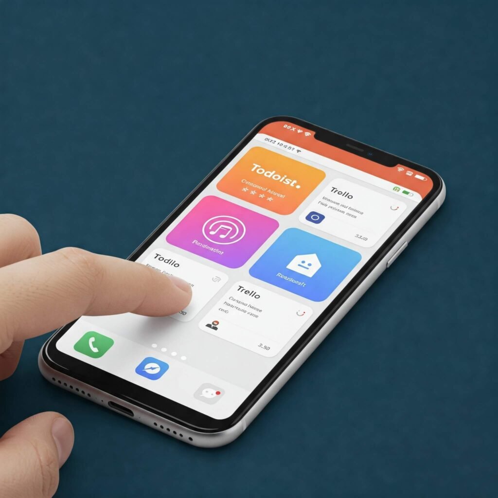 using productivity apps on a mobile device