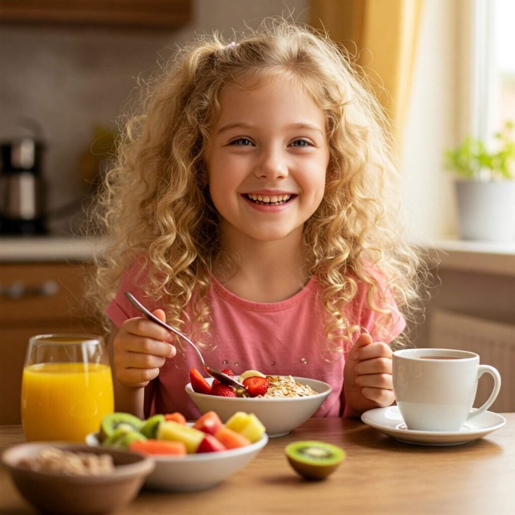 Girl enjoying healthy breakfast