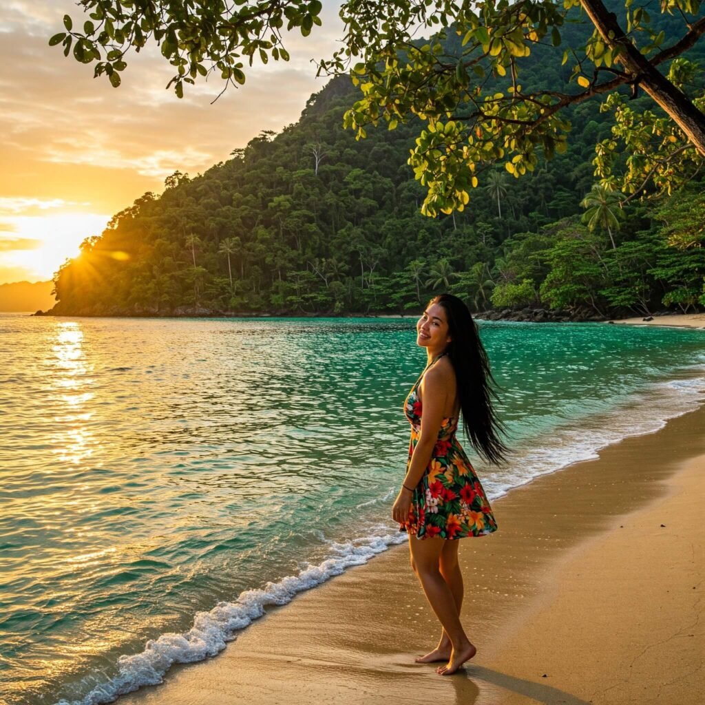 Female Traveler Enjoying Sunset