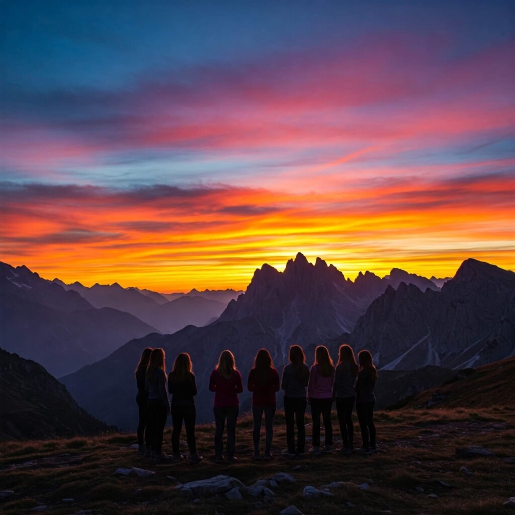 Mountain Sunset Girls