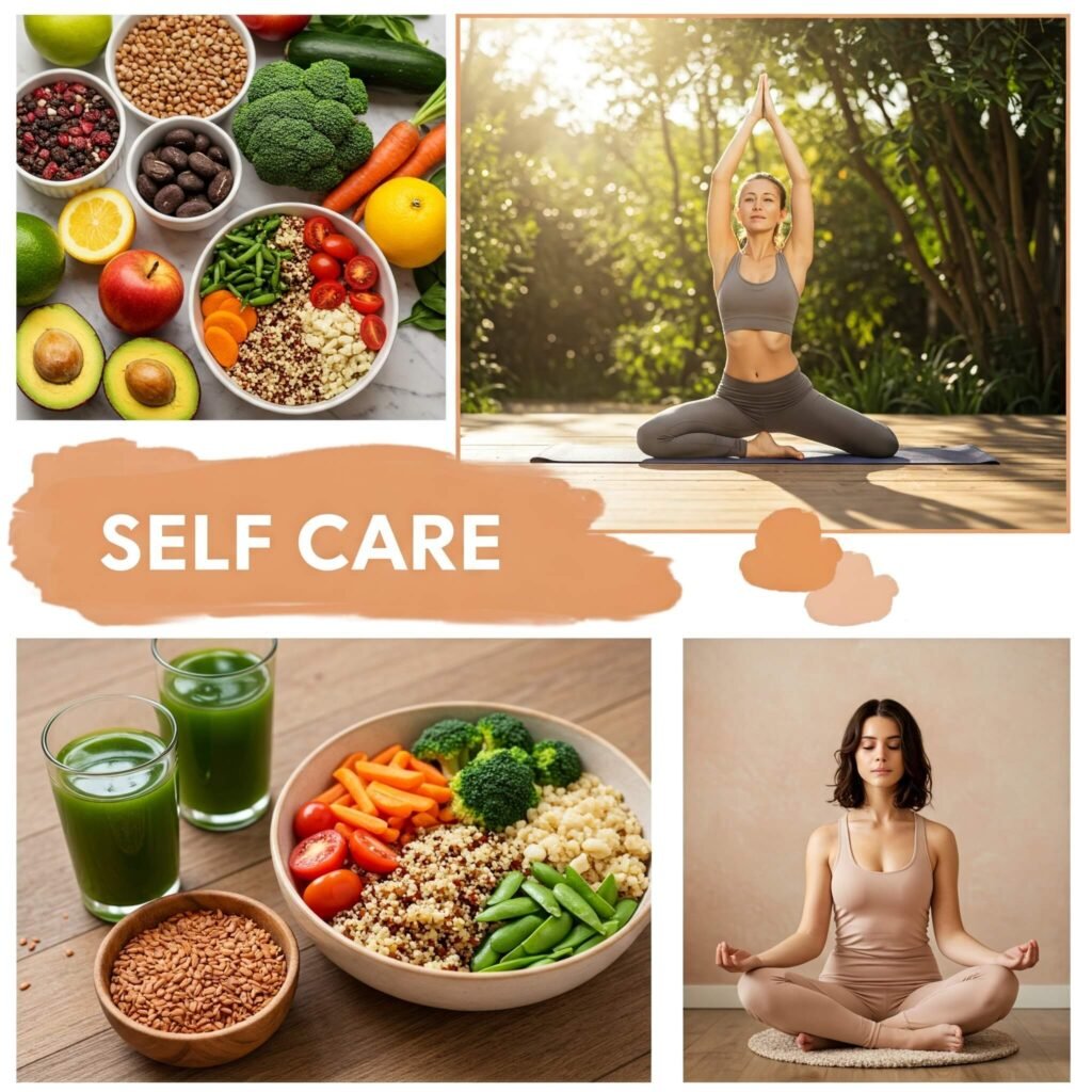 Self-care activities collage