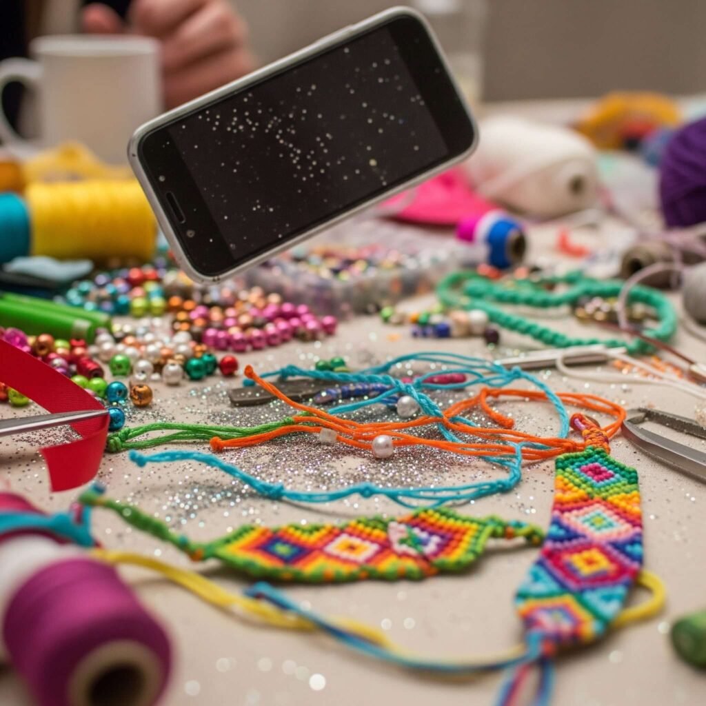 Craft Table, Friendship Bracelets, DIY Mess