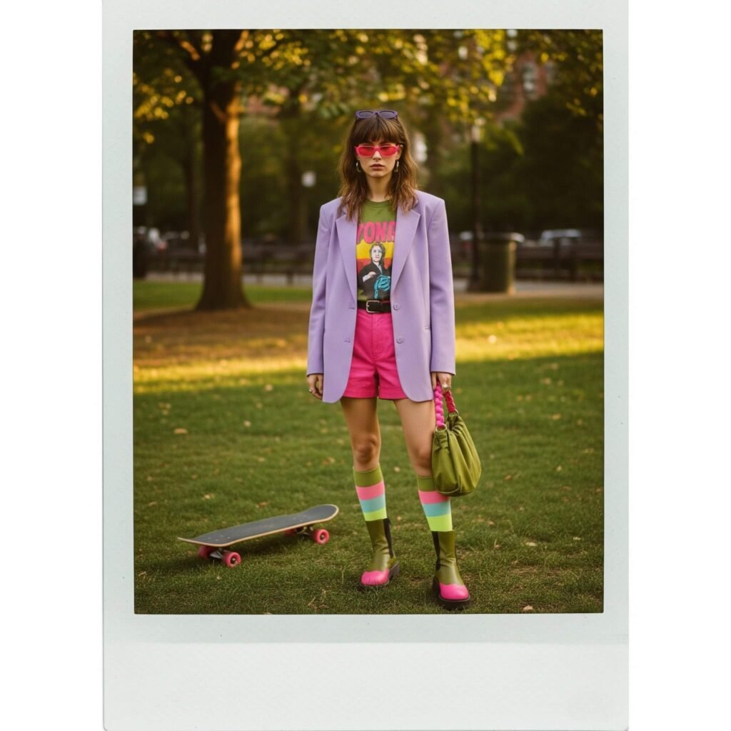 Brooklyn Street Style: Vintage Blazer & Skateboard