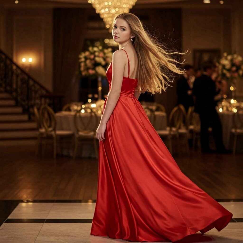 Red Satin Gown