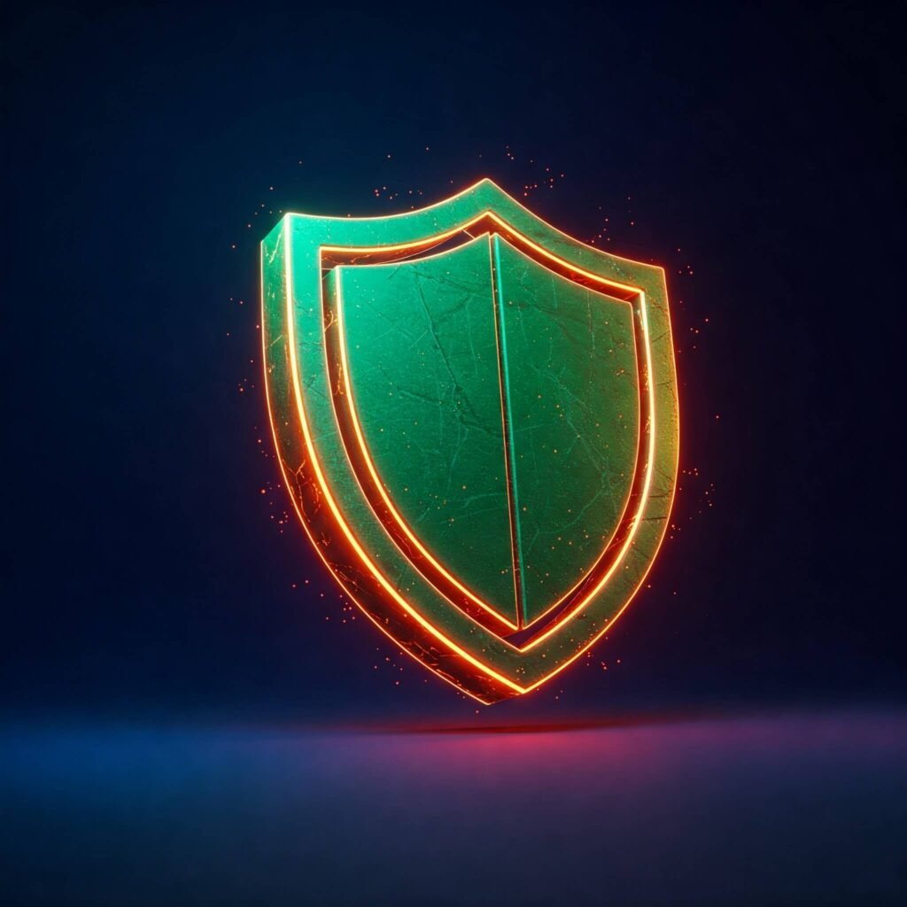 Vibrant shield illustration, representing boundaries