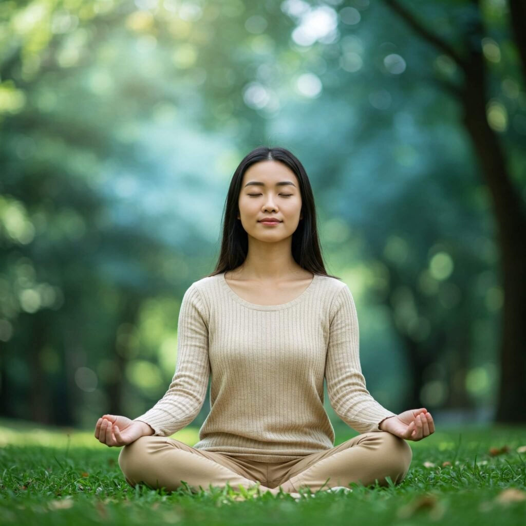 Woman Meditating Outdoors