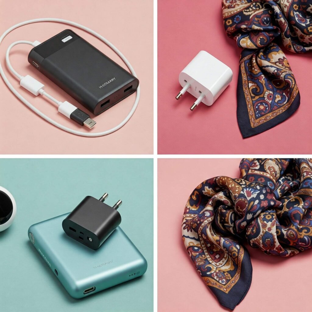 Travel accessories collage