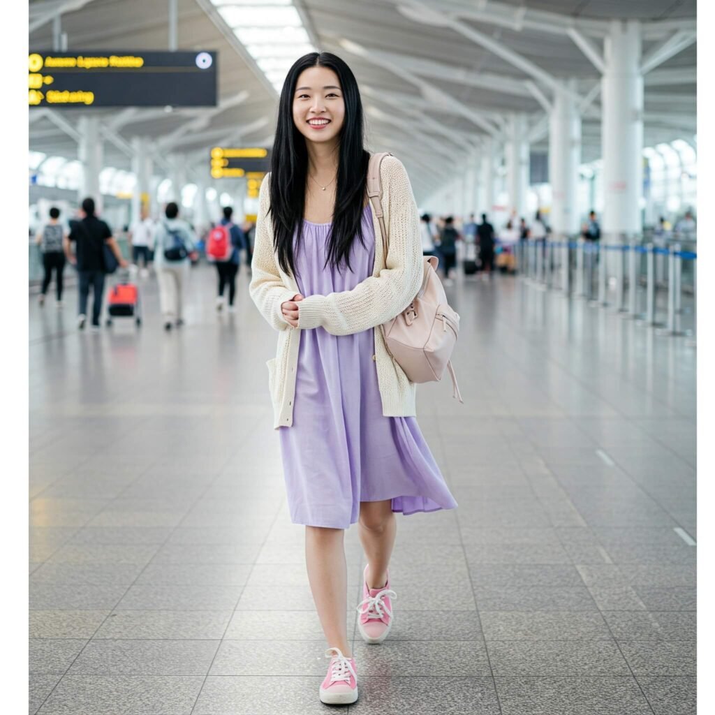Happy woman traveling