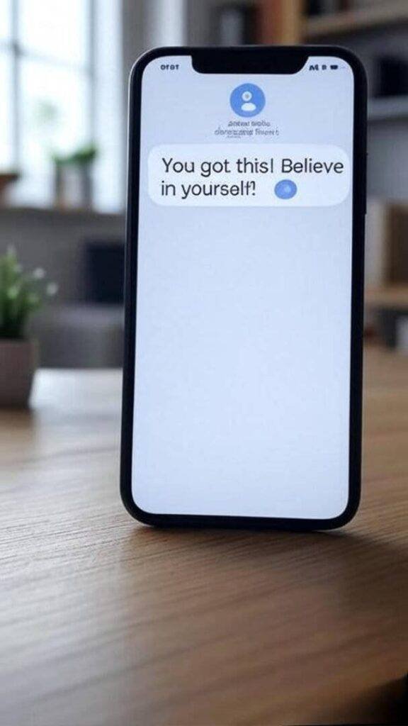 Phone screen with accountability texts from a friend