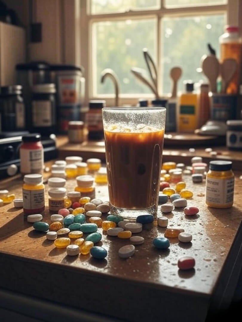 a cozy Queens apartment kitchen table at sunrise with a coffee mug, a half-eaten croissant, and an open planner.